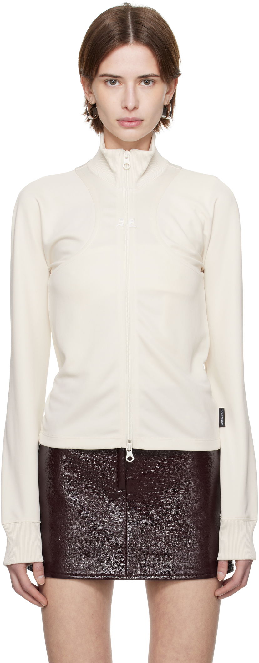 Sweater Courrèges Courrèges Scuba Interlock Track Jacket Vit | 125JVE110JS0091