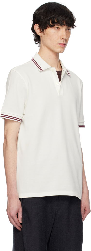 Polotröja Moncler Moncler Cotton Piquet Polo with Striped Trim Vit | K10918A0000789A16, 1