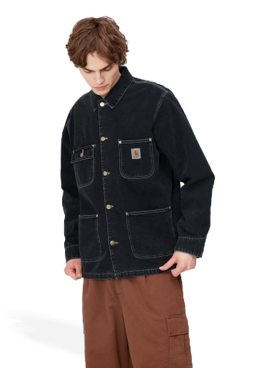 Rockar Carhartt WIP OG Chore Coat "Black heavy stone wash" Svart | I031896_89_60
