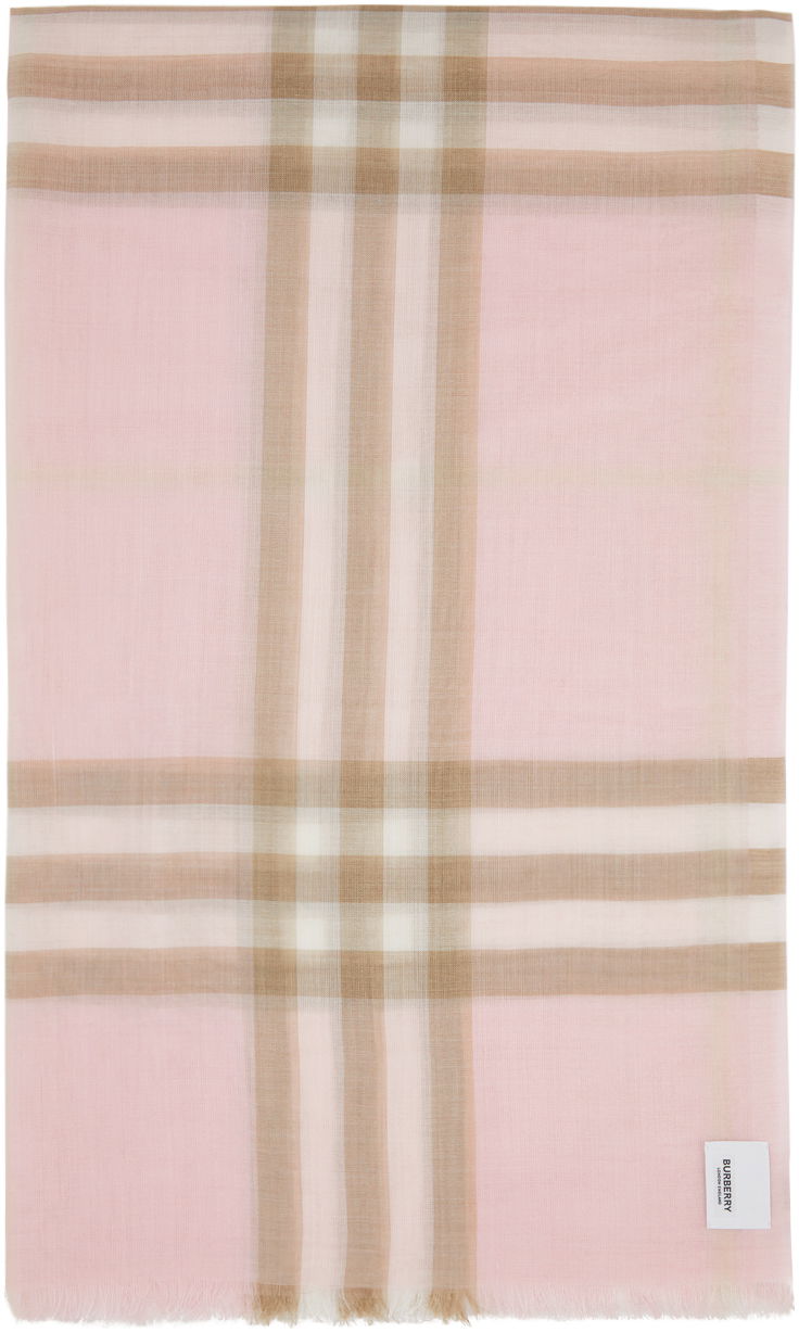 Halsduk Burberry Gauze Giant Check Scarf Pink Rosa | 8019462