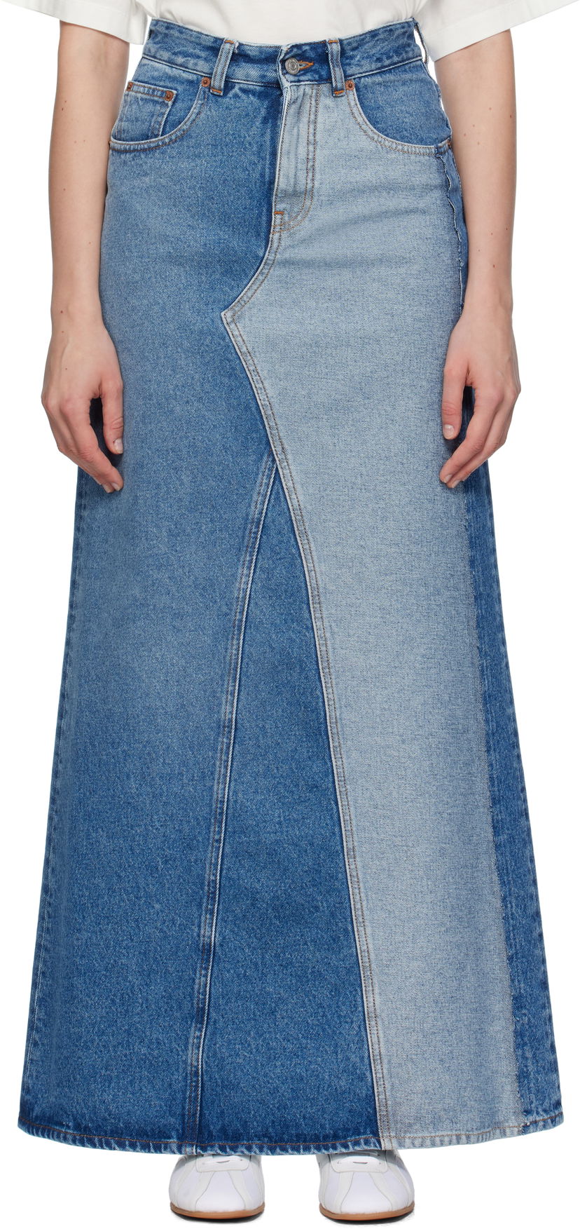Kjol Maison Margiela MM6 Maison Margiela Faded Denim Maxi Skirt Blå | S52MI0025 M30018