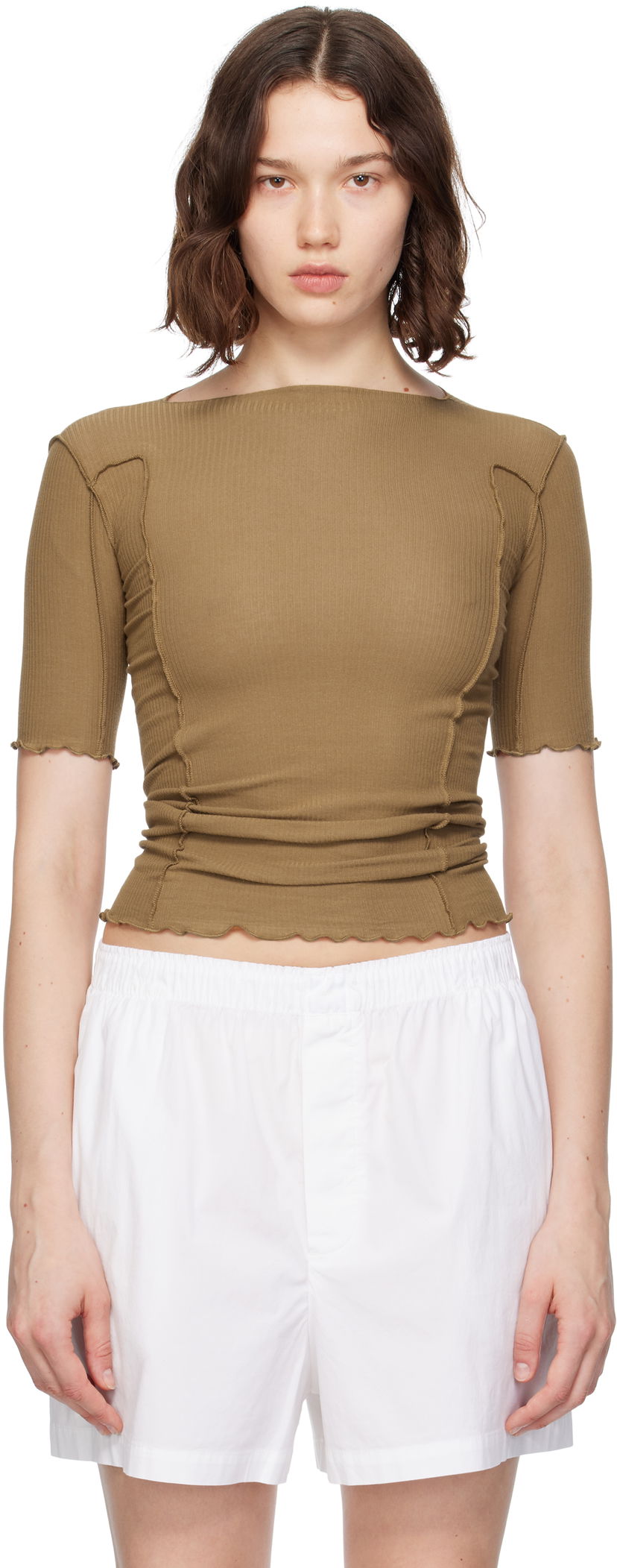 T-shirt Baserange Baserange Omato 3/4 Sleeve T-Shirt Brun | TTO3-RB-SU25