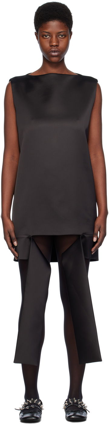 Klä We11done We11done Satin Sleeveless Minidress with Origami Straps Svart | WD-OP0-24-174-U-BK