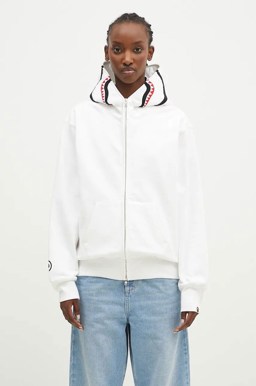 Sweatshirt BAPE Shark Full Zip Hoodie Vit | 1K80215008