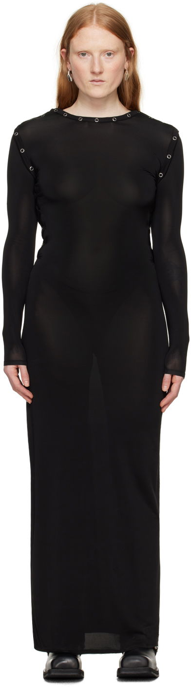 Klä Y/PROJECT Black Snap Off Maxi Dress Svart | 104DR003