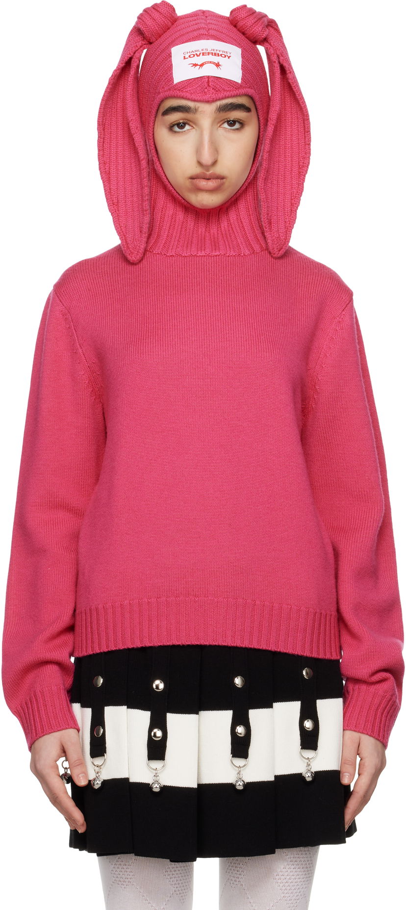 Sweater Charles Jeffrey Loverboy Charles Jeffrey LOVERBOY Merino Rabbit Balaclava Hoodie Rosa | 54090902