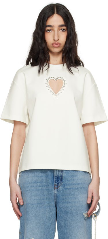 T-shirt Area AREA Crystal Heart Cutout Relaxed T-Shirt Vit | 0000TS0026FA01, 0