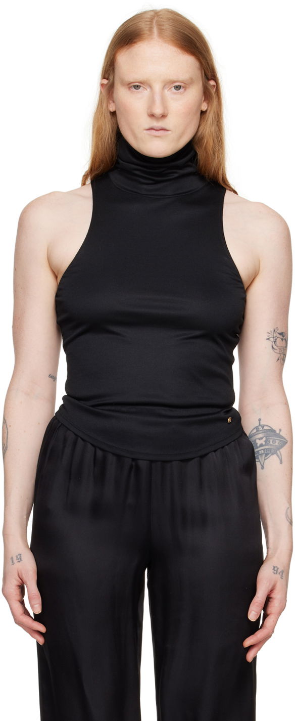 Linne Anine Bing Sleeveless Mock Neck Top Svart | A-08-0407-000