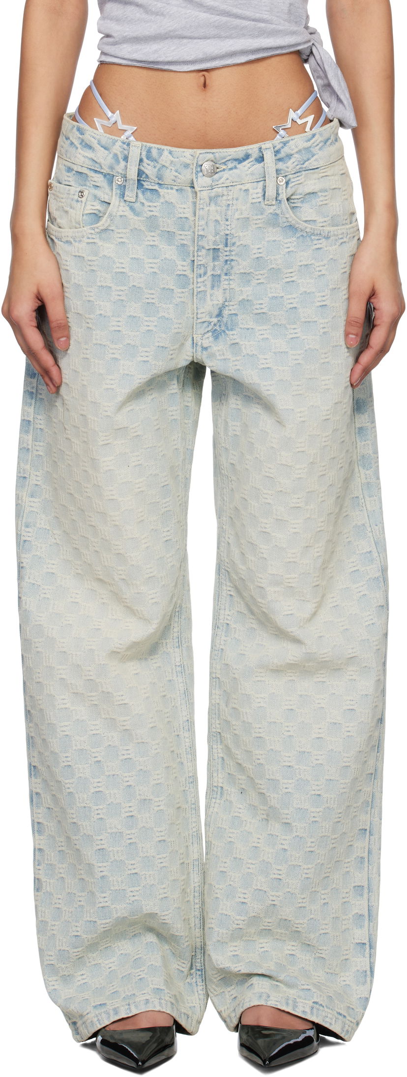 Jeans MISBHV MISBHV Monogram Ocean Washed Wide-Leg Jeans Blå | 250W316