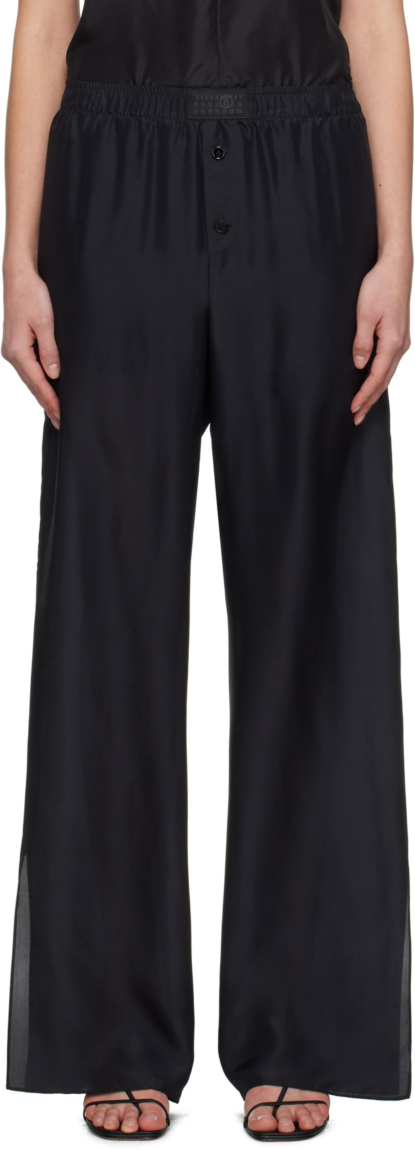 Byxor Maison Margiela MM6 Maison Margiela Light Silk Pyjama Pants Svart | S52KA0529 M35244