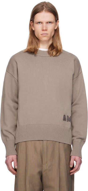 Sweater AMI AMI Paris Embroidered Crewneck Sweater Brun | HKS163.KN0063, 0