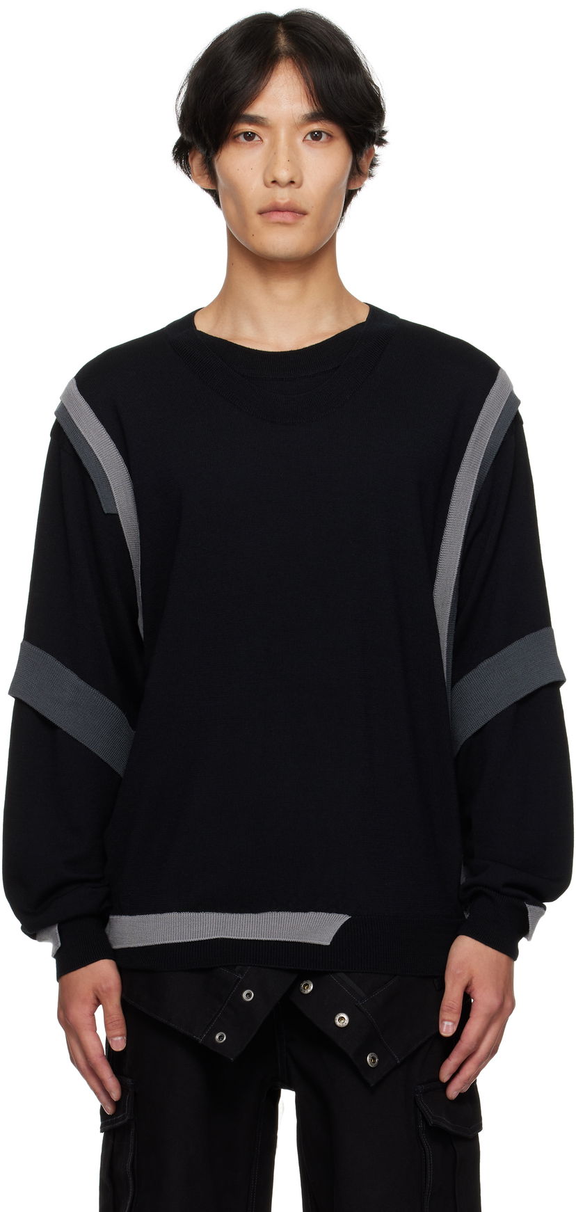 Sweater Andersson Bell Layered Crewneck Sweater Svart | atb1334m