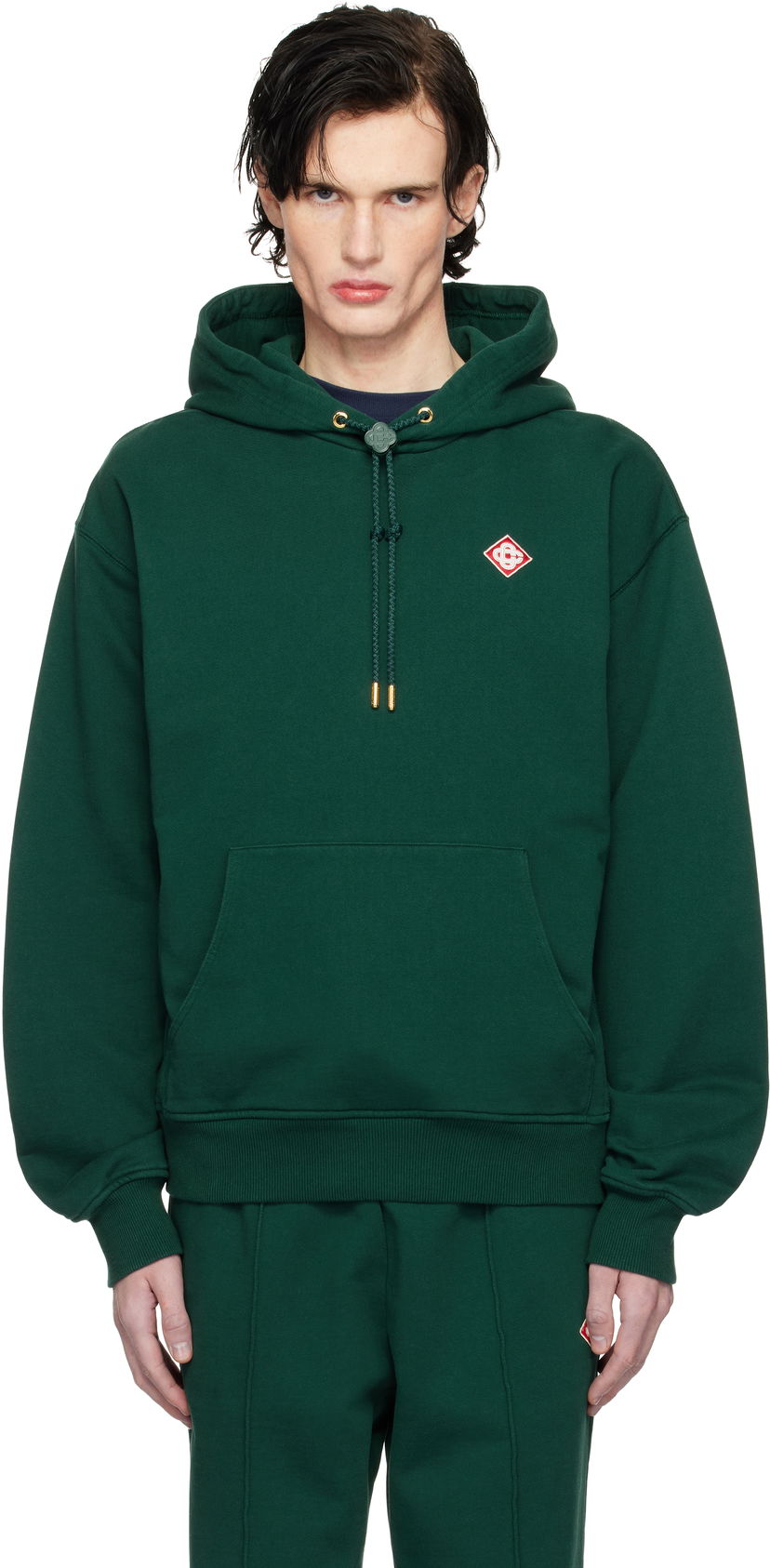 Sweatshirt Casablanca Diamond Logo Cotton-Jersey Hoodie Grön | MPS25-JTP-292-01