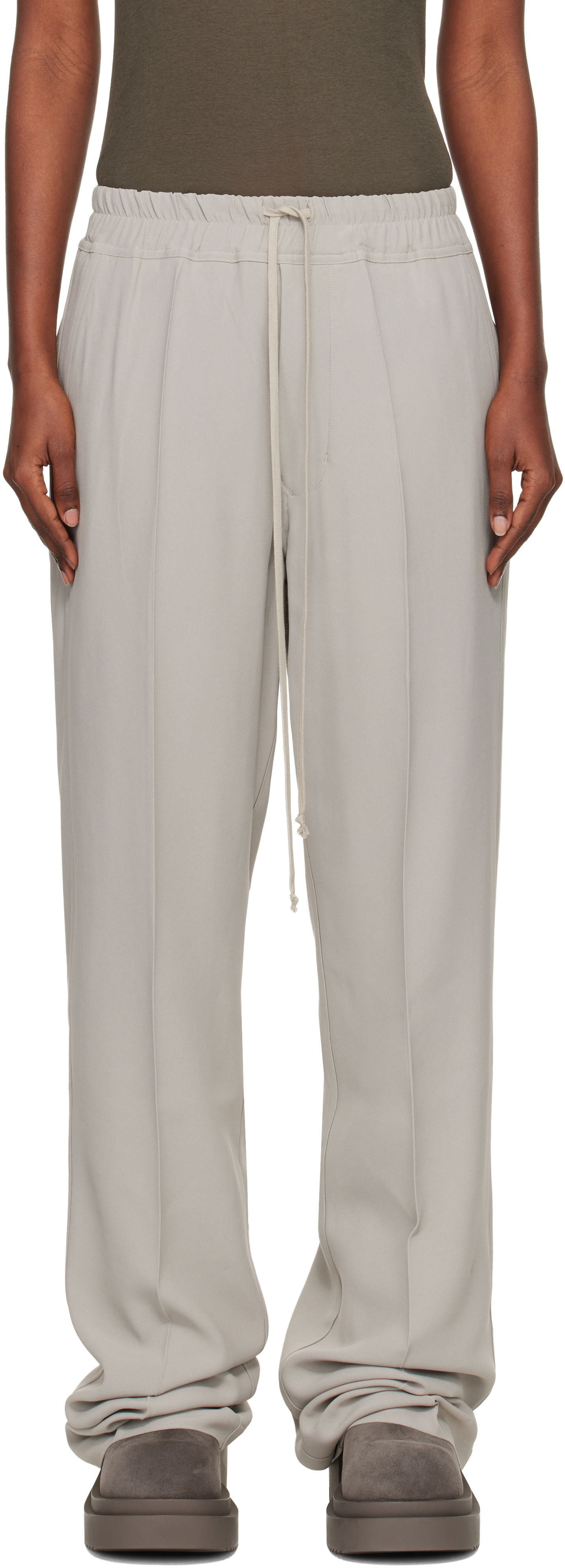 Byxor Rick Owens Rick Owens Concordians Dietrich Drawstring Trousers Grå | RP02E4325 HY, 0