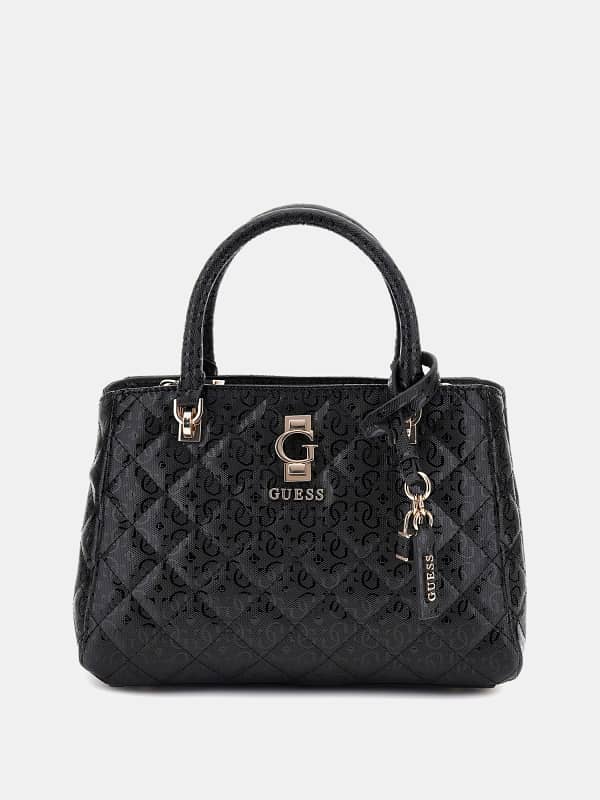 Handväska GUESS Bessey 4G Logo Patent Handbag Svart | HWGG9522060