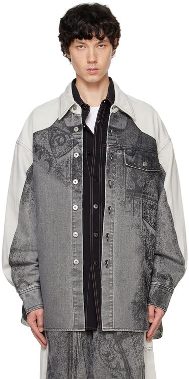 Skjorta Feng Chen Wang Feng Chen Wang Printed Denim Jacket Grå | FUF18JK04B, 0