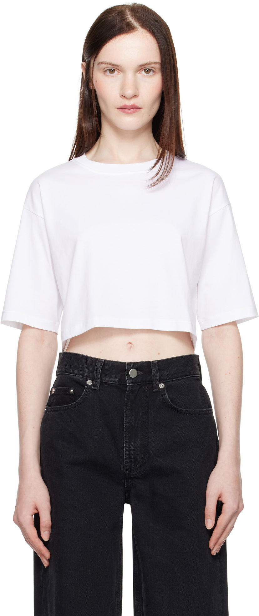 Crop top Loulou de Saison Loulou de Saison Gupo Cropped T-Shirt Vit | GUPO