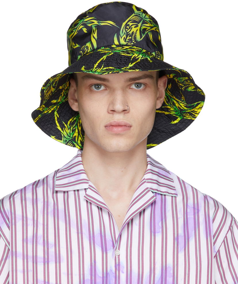 Hatt MSGM MSGM Nylon Graphic Bucket Hat Svart | 3240ML06 227083
