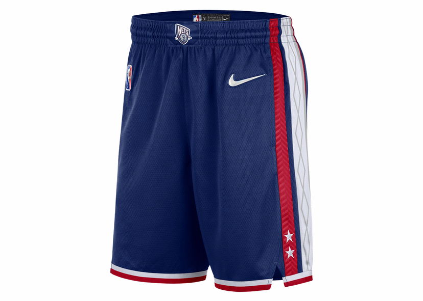 Shorts Nike NBA Brooklyn Nets City Edition 75th Anniversary Swingman Shorts Game Royal/Gym Red/White Mörkblå | DB4126-492