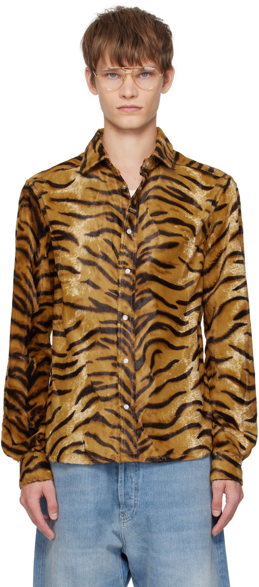 Skjorta Martine Rose Martine Rose Slim Fit Tiger Print Shirt Brun | 483WF06719