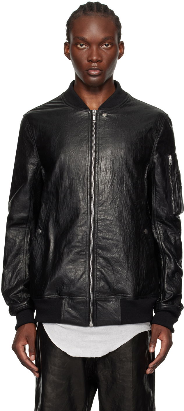 Bomberjacka Rick Owens Porterville Classic Flight Leather Jacket Svart | RU02D6789 LBW