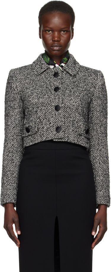 Rockar Dolce & Gabbana Dolce&Gabbana Short Micro-Tweed Jacket Svart | F26K6T GDCNC, 0