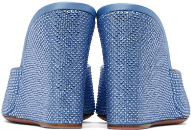 Tillbehör Amina Muaddi Amina Muaddi Lupita Crystal Wedge Sandals Blå | LUPITA CRYSTAL WEDGE SATIN, 1