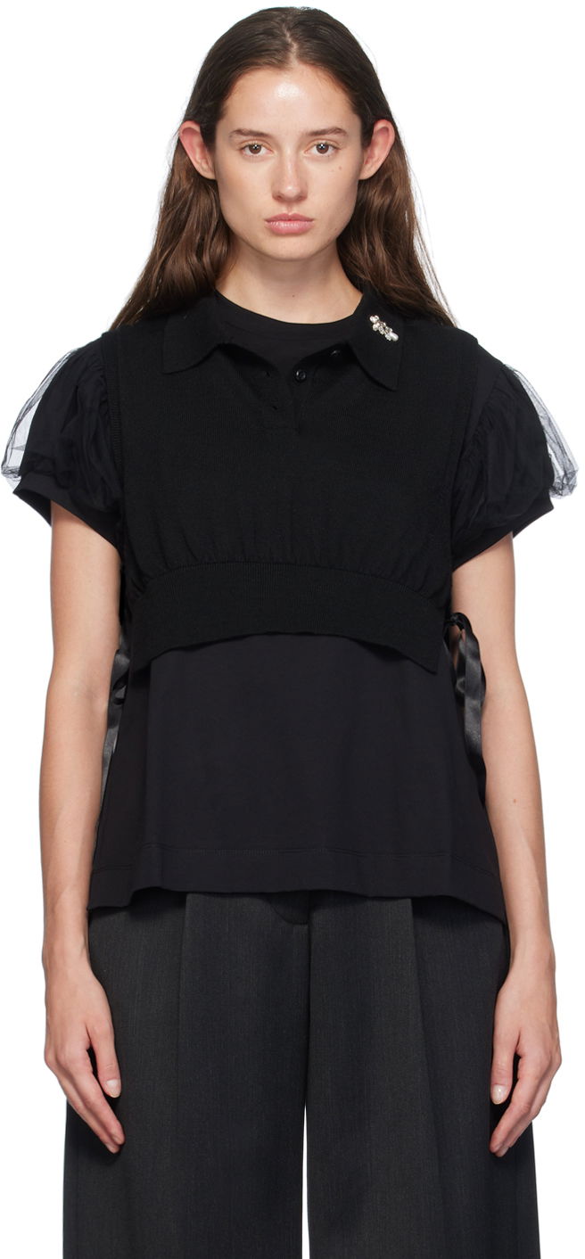 Linne Simone Rocha Simone Rocha Embellished Knit Vest Svart | VMK6WB 0646