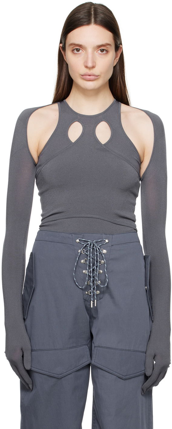 Linne Dion Lee Dion Lee Bolero Cutout Top Grå | C7245PS24