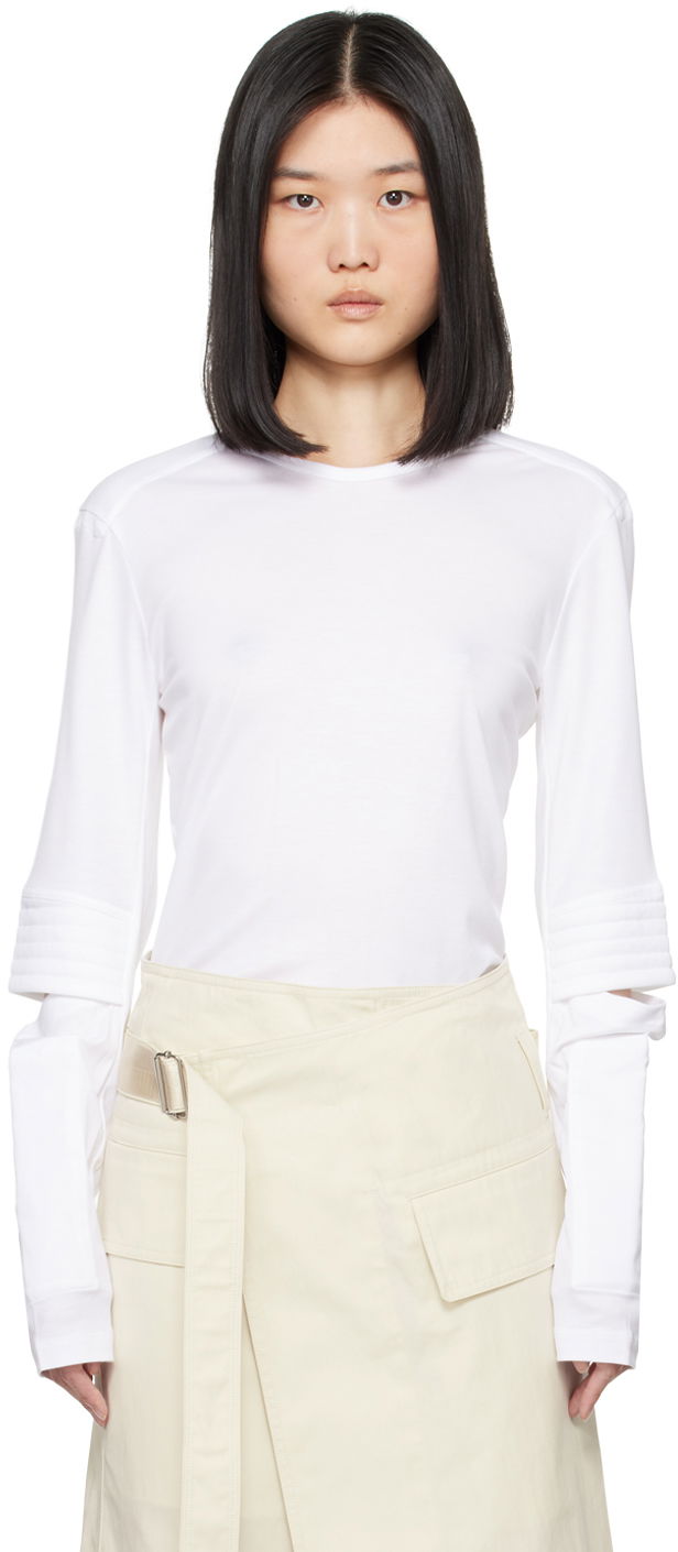 T-shirt Helmut Lang Helmut Lang Astro Crew Long Sleeve T-Shirt Vit | O05HW502