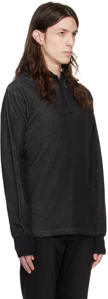 Sweatshirt rag & bone Collin Textured Knit Hoodie Svart | MBC22HT024JQ24, 1