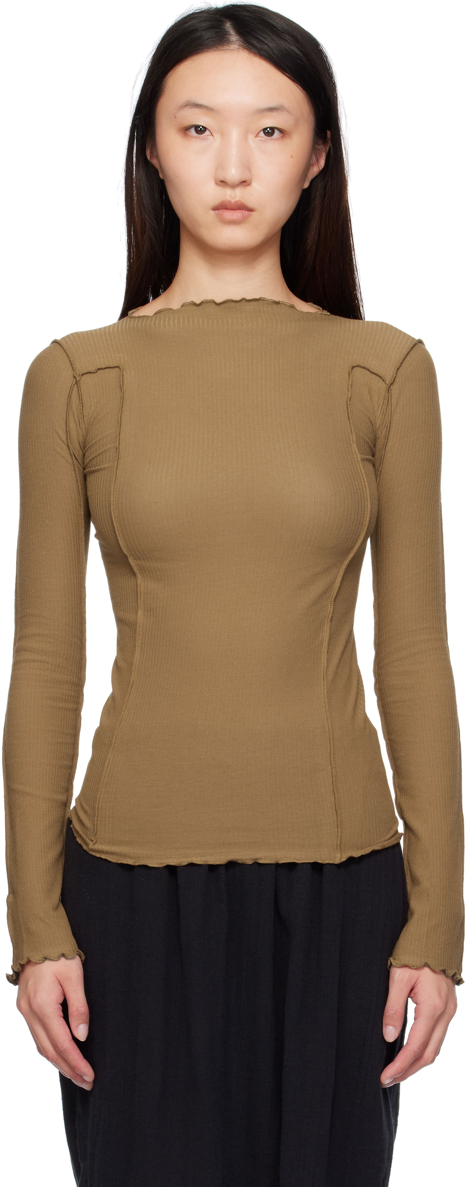 T-shirt Baserange Baserange Omato Long Sleeve T-Shirt Brun | TTML-RB-SU25, 0