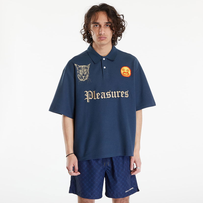 Polotröja Pleasures Wyatt Boxy Polo Navy Mörkblå | P24SU036 NAVY