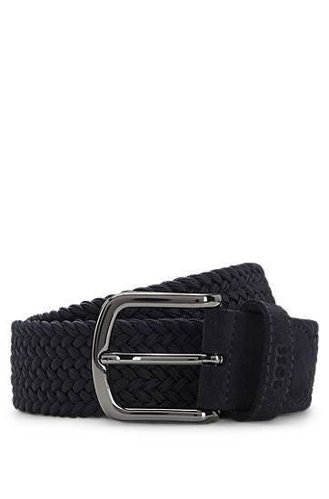 Bälten BOSS Woven Belt with Leather Trims Svart | 50537169