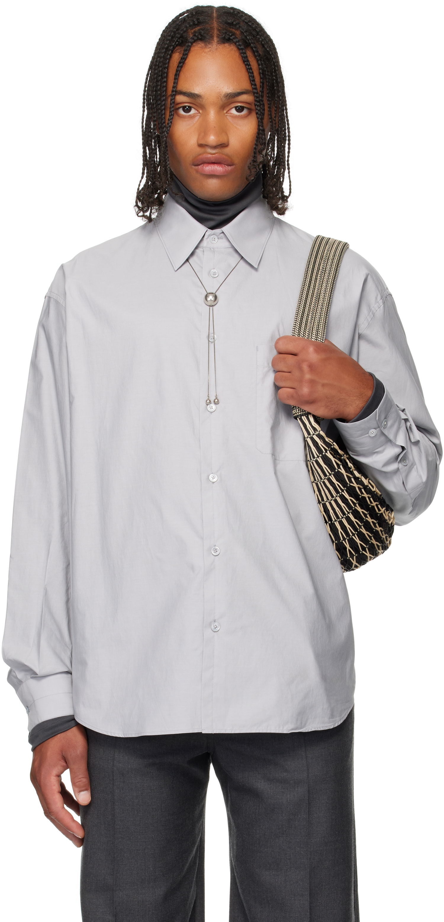 Skjorta LEMAIRE Regular Fit Long Sleeve Button-Up Shirt Grå | SH1201 LF1500, 0