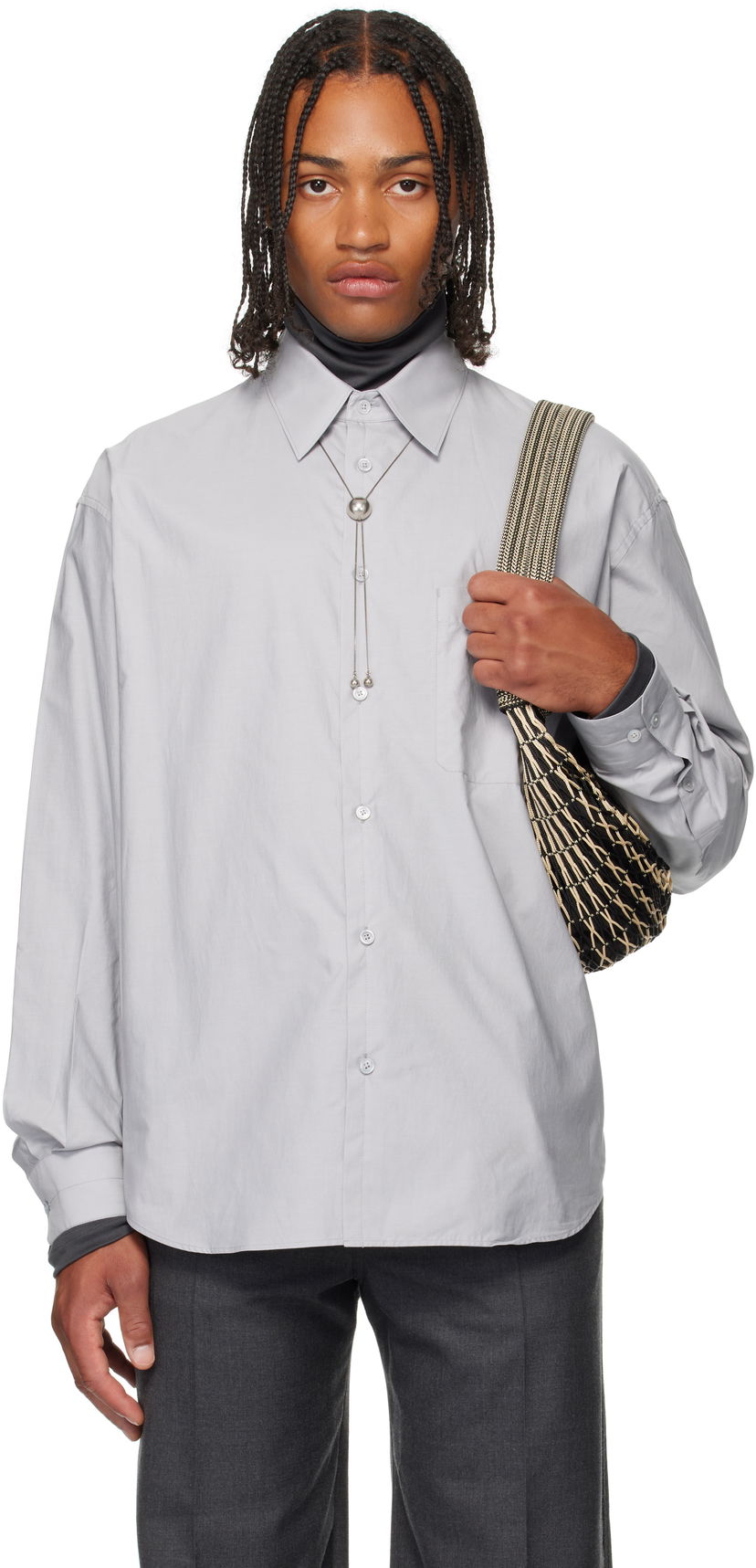 Skjorta LEMAIRE Regular Fit Long Sleeve Button-Up Shirt Grå | SH1201 LF1500