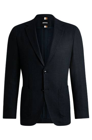 Jacka BOSS BOSS Regular-Fit Herringbone Stretch-Cotton Blend Jacket Mörkblå | 50521495