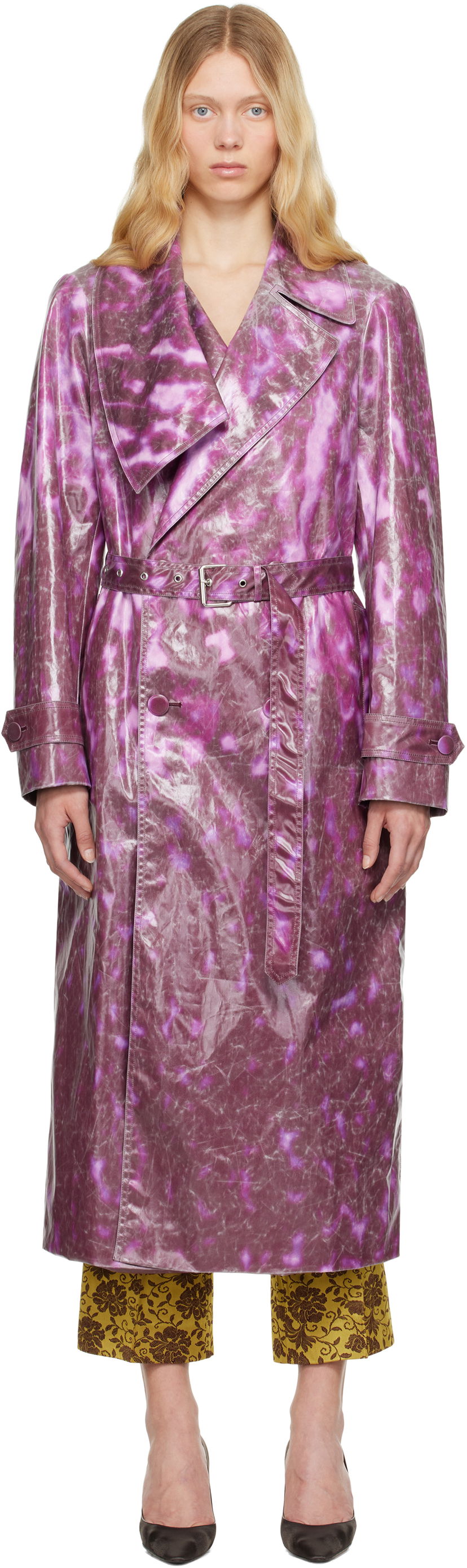 Regnrock Dries Van Noten Dries Van Noten Double-Breasted Trench Coat Purpur | 251-010213-1108