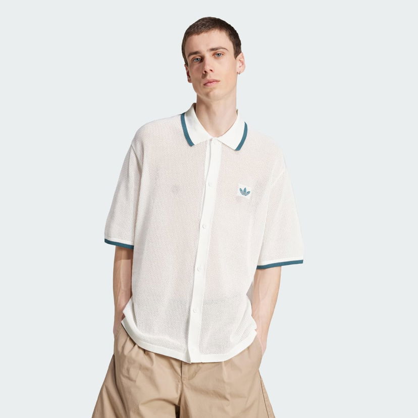 Polotröja adidas Originals adidas Originals Button Down Knitted Polo Vit | KC3526