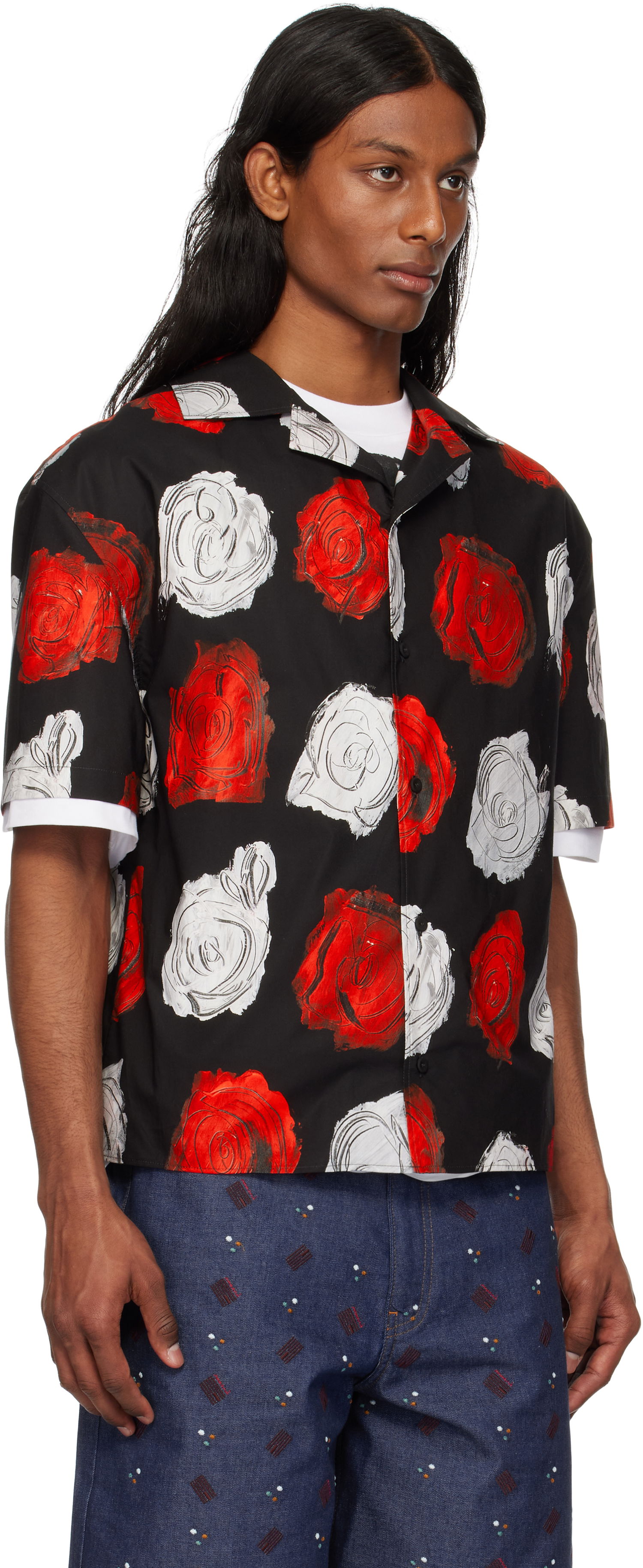 Skjorta Marni Marni Mercury Print Poplin Bowling Shirt Svart | CUMU0349A0 UTC499, 1