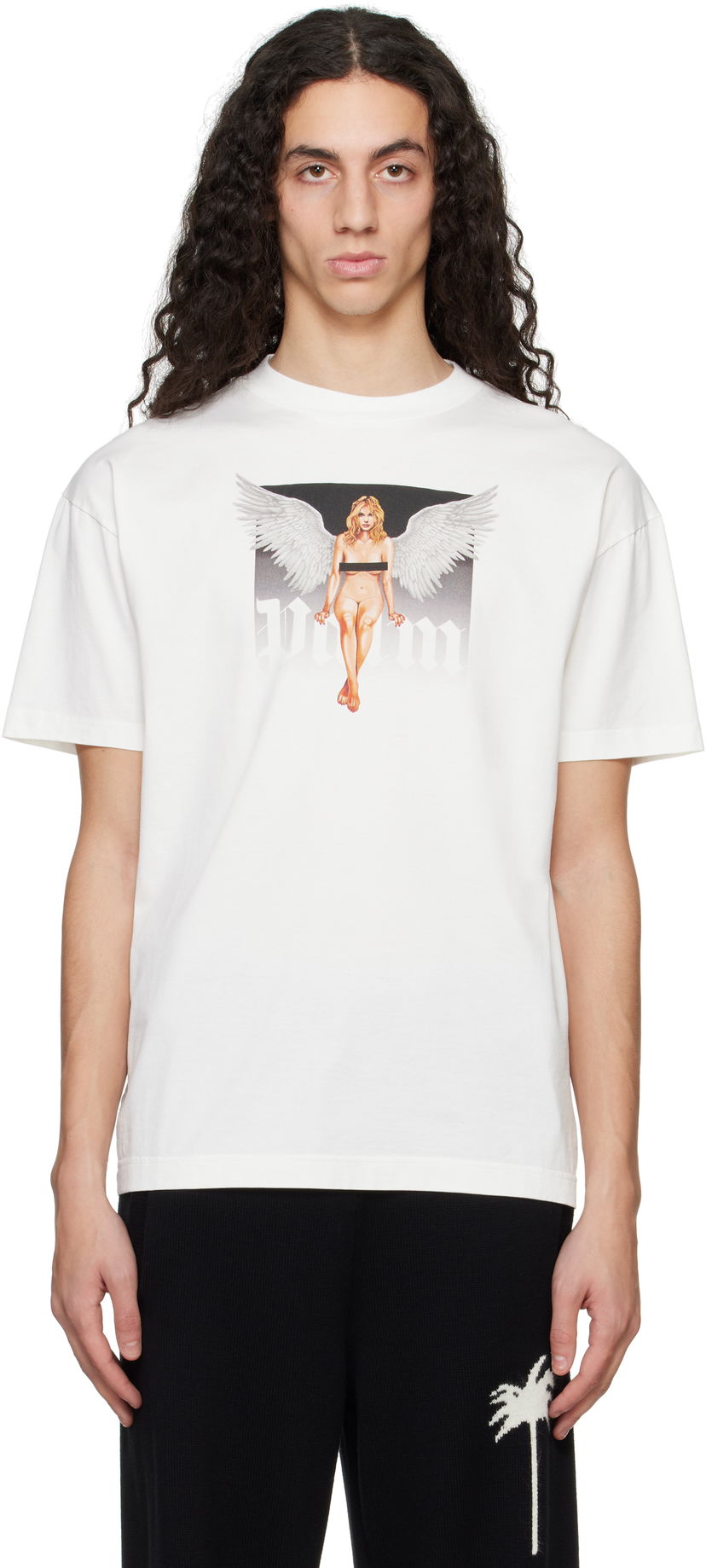 T-shirt Palm Angels Palm Angels Pin Up Graphic T-Shirt Vit | PMAA001S25JER00A0310