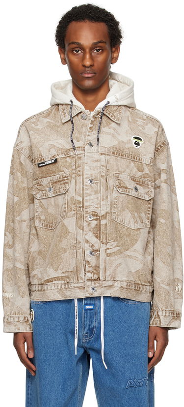 Jacka AAPE by A Bathing Ape AAPE by A Bathing Ape Lightweight Denim Jacket with Hood Beige | AAPLJM7588XXLBGX, 0