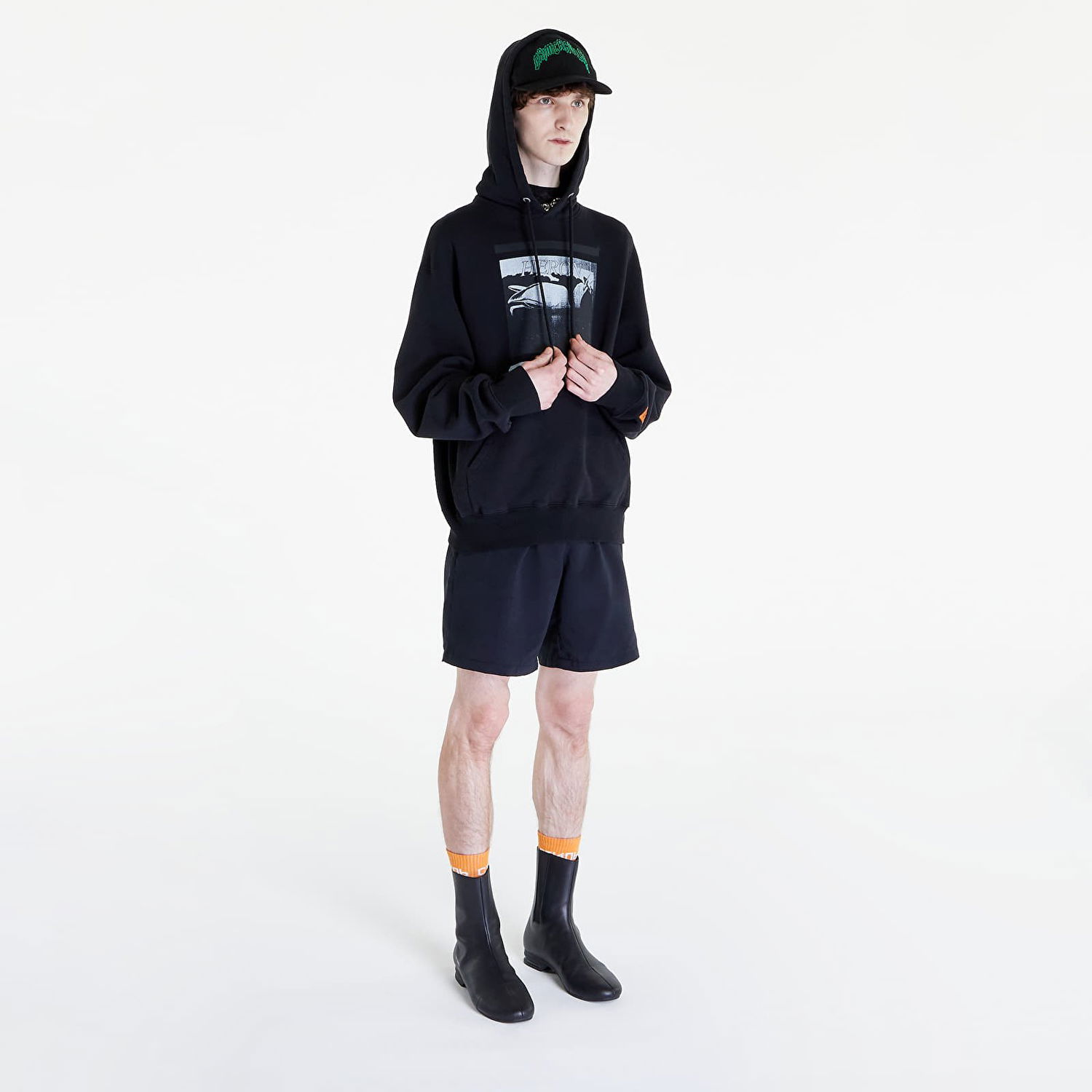 Sweatshirt HERON PRESTON Misprinted Heron Hoodie Svart | HMBB024S23JER0051010, 1