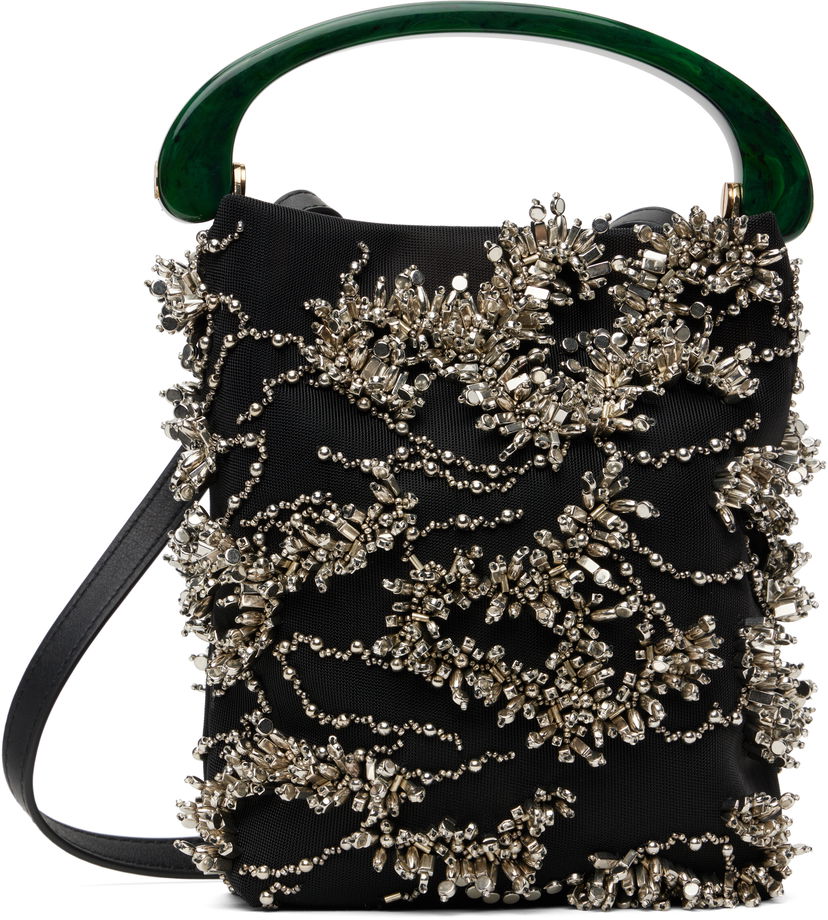 Handväska Dries Van Noten Dries Van Noten Beaded Mesh Handbag Svart | 251-011522-695