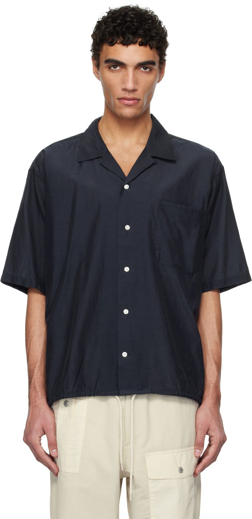Skjorta NANAMICA Nanamica Open Collar Short Sleeve Shirt Mörkblå | S25SG019U