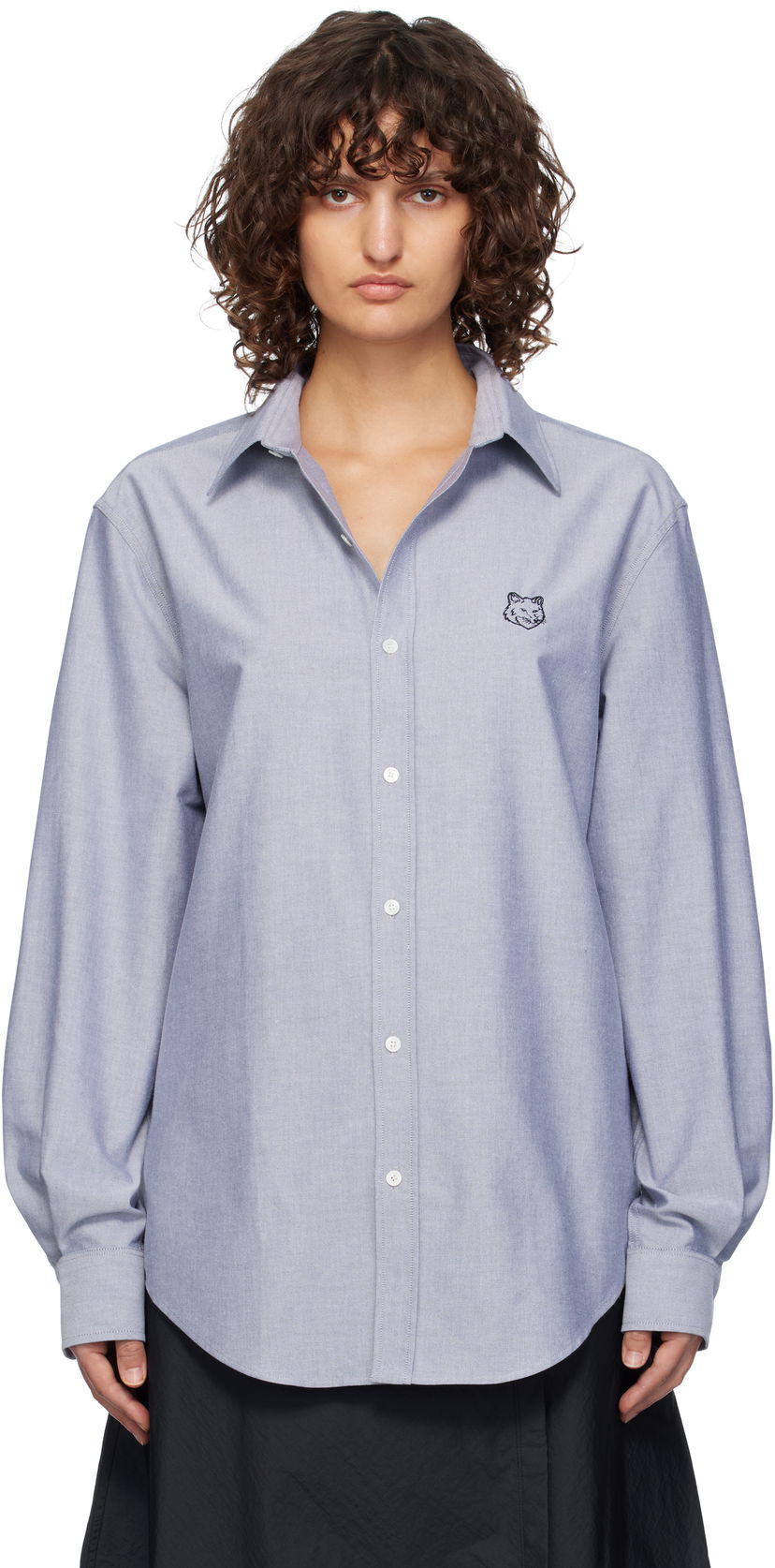 Skjorta MAISON KITSUNÉ Fox Head Skate Shirt Blå | MM00405WC5012