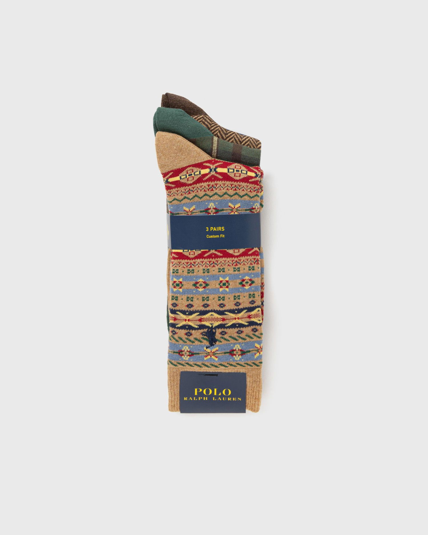 Strumpor Polo by Ralph Lauren 3 Pairs Custom Fit Patterned Crew Socks Flerfärgad | 449P04702001, 1