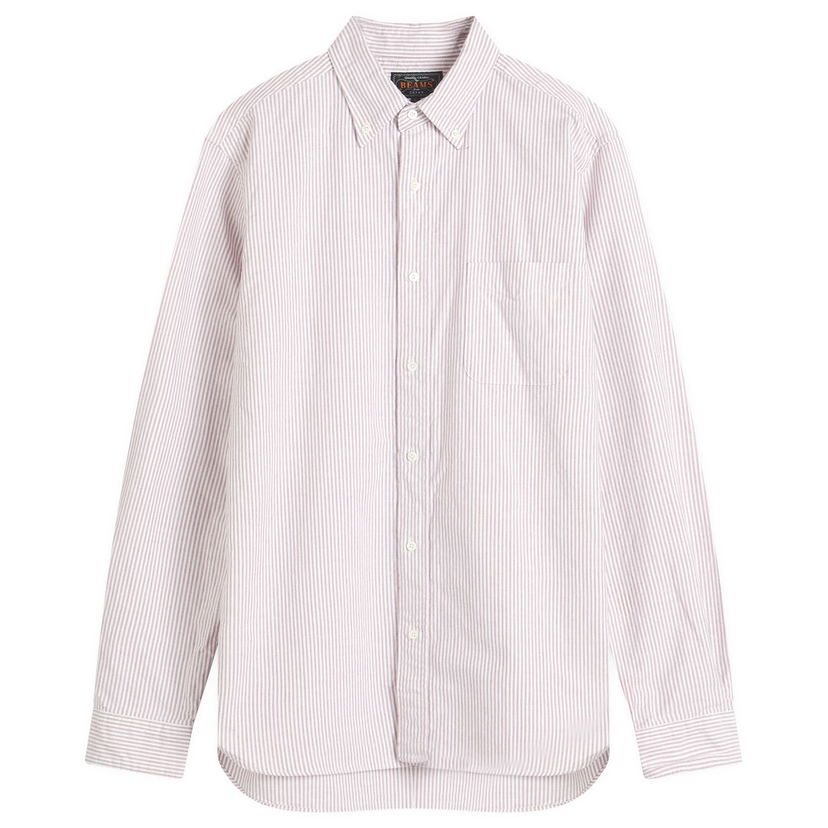 Skjorta BEAMS Beams Plus Button Down Candy Stripe Shirt, Size Small Purpur | 3811-0012-139-39