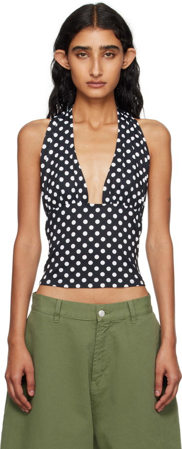 Linne Miaou Miaou Mathilde Polka Dot Halter Top Svart | 7189VISBWP, 0