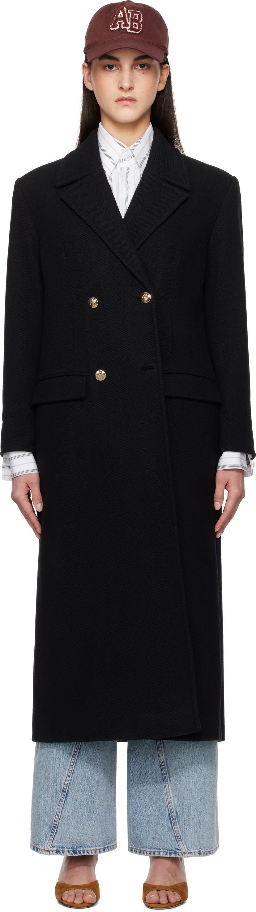 Rockar Anine Bing Anine Bing Raleigh Double-Breasted Coat Svart | A-01-10456-BLK1
